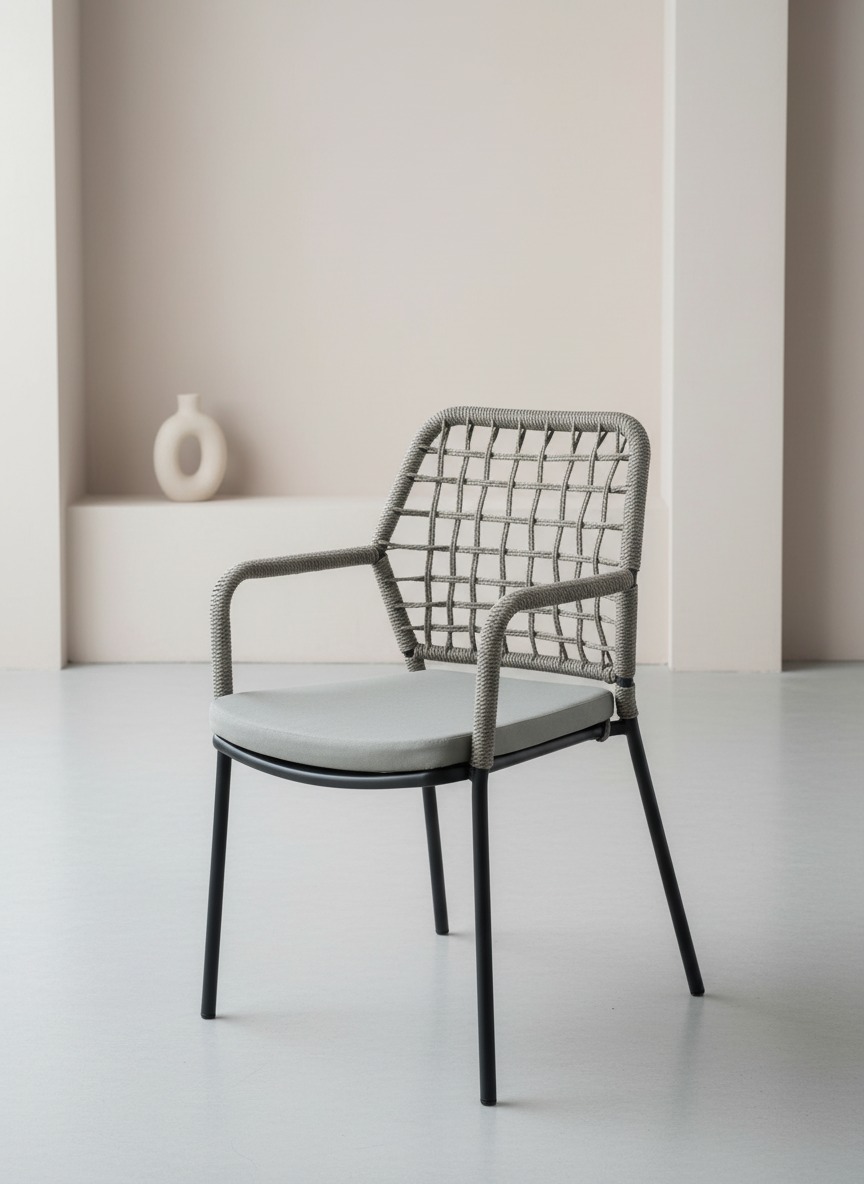 Modern Metal İp Örgü Sandalye