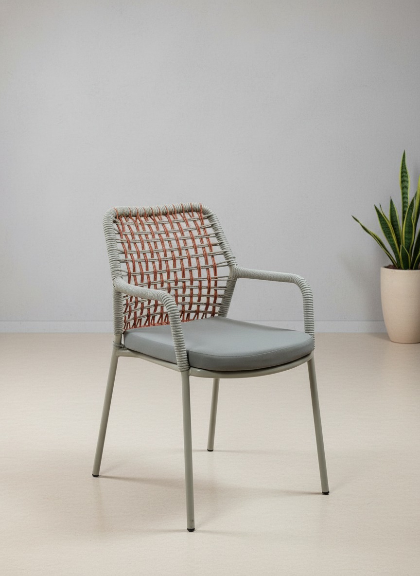 Modern Metal Halat Örgü Sandalye