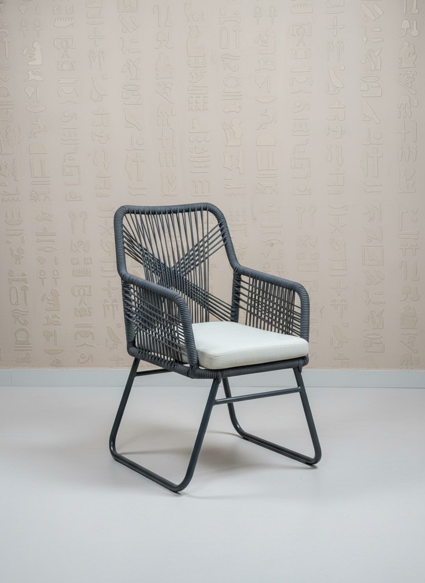 Modern İp Örgü Metal Sandalye