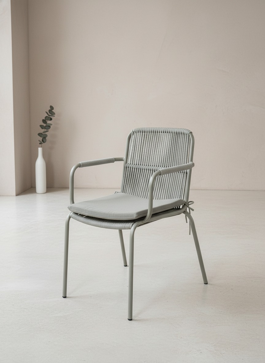 Modern Metal İskeletli İp Örgü Sandalye