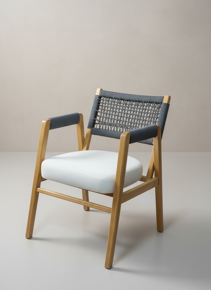 Luvia Masif Ahşap Örgü Detaylı Sandalye