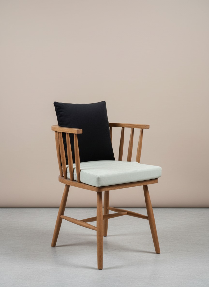 Masif Ahşap Kolçaklı Sandalye