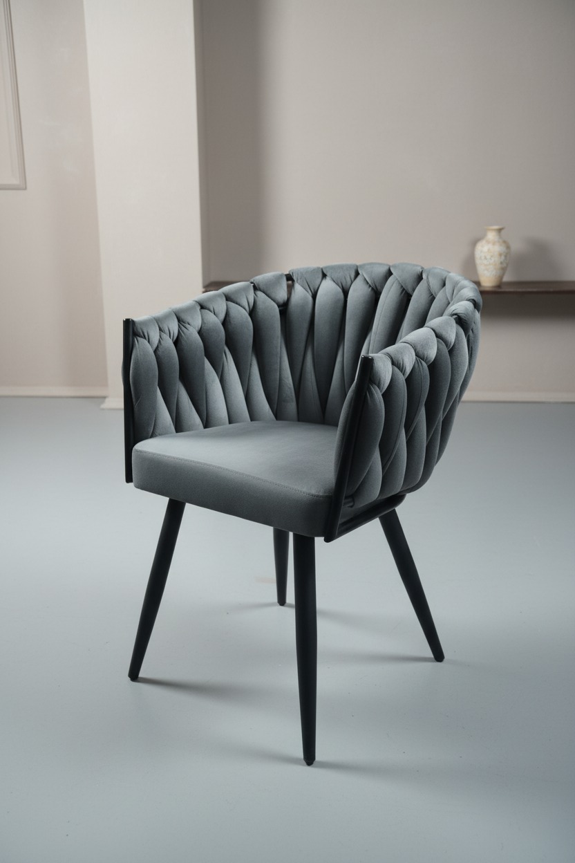 Nova Metal İskeletli Örgü Detaylı Sandalye