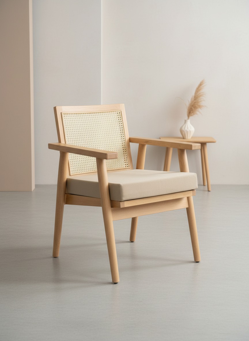 Nordic Ahşap Hazeranlı Koltuk