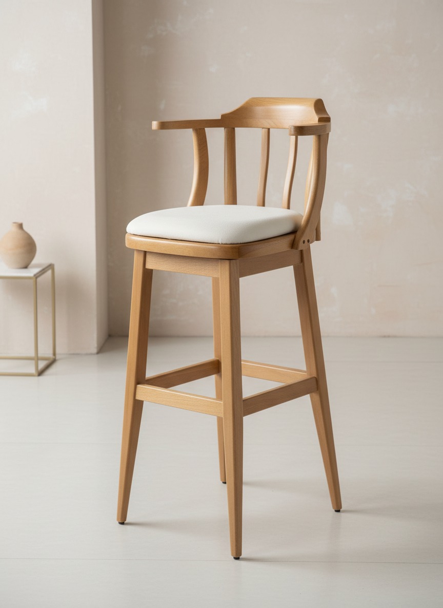 Vesta Ahşap Bar Sandalyesi
