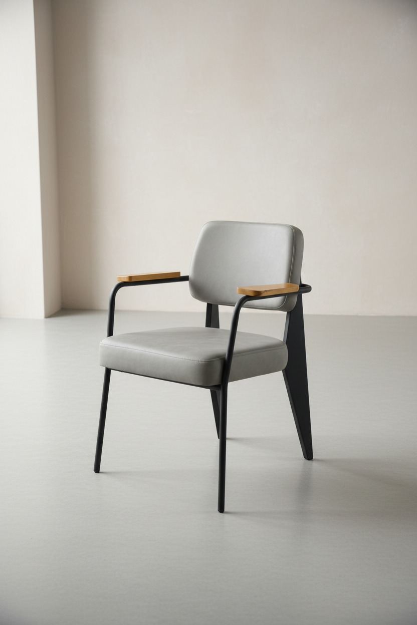 Endüstriyel Metal İskeletli Ahşap Kolçaklı Sandalye