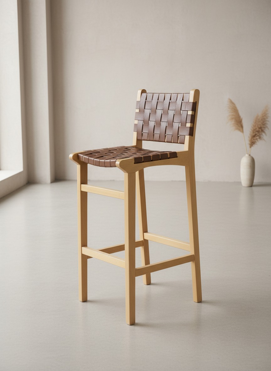 Hestia Ahşap Bar Sandalyesi