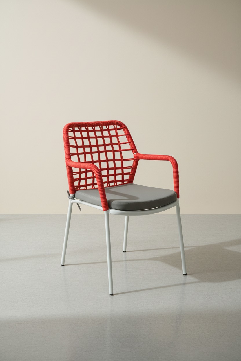 Metal İskeletli İp Örgü Sandalye