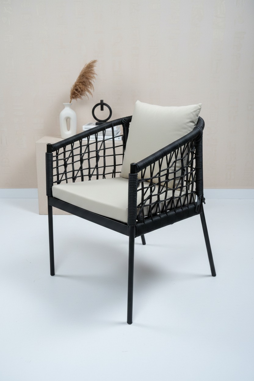 Kyra Örme Detaylı Metal Sandalye