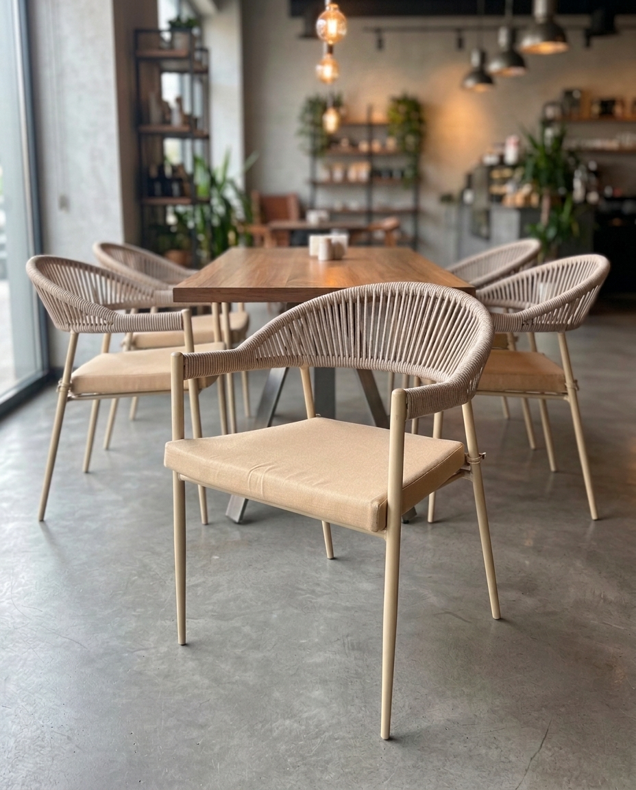 Arora Modern Metal İp Örme Sandalye