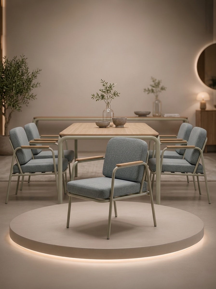 Loft Metal İskeletli Ahşap Detaylı Koltuk